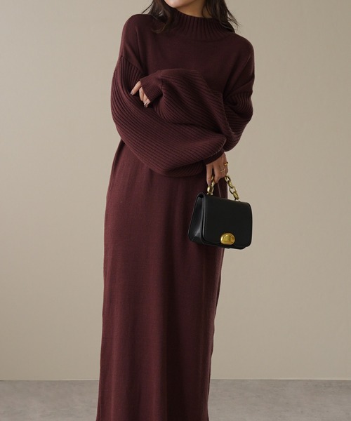 IAMUSE（アイアミューズ）の「選べるネックタイプ！　ロングニットワンピース S0756【IAMUSE】（ワンピース・レディース・ブラウン系2/ベージュ系1/ブラウン系1/ベージュ系2/ホワイト系1/ブラック系1/ホワイト系/ブラウン系/ベージュ系/ブラック系/ホワイト系2/ブラック系2・FREE）」の9枚目の写真