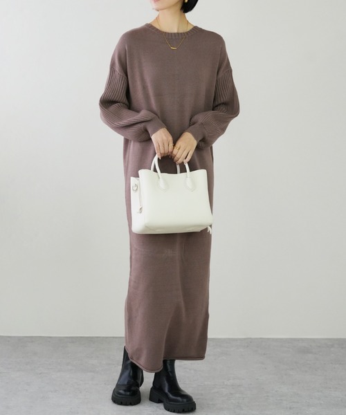 IAMUSE（アイアミューズ）の「選べるネックタイプ！　ロングニットワンピース S0756【IAMUSE】（ワンピース・レディース・ブラウン系2/ベージュ系1/ブラウン系1/ベージュ系2/ホワイト系1/ブラック系1/ホワイト系/ブラウン系/ベージュ系/ブラック系/ホワイト系2/ブラック系2・FREE）」の10枚目の写真