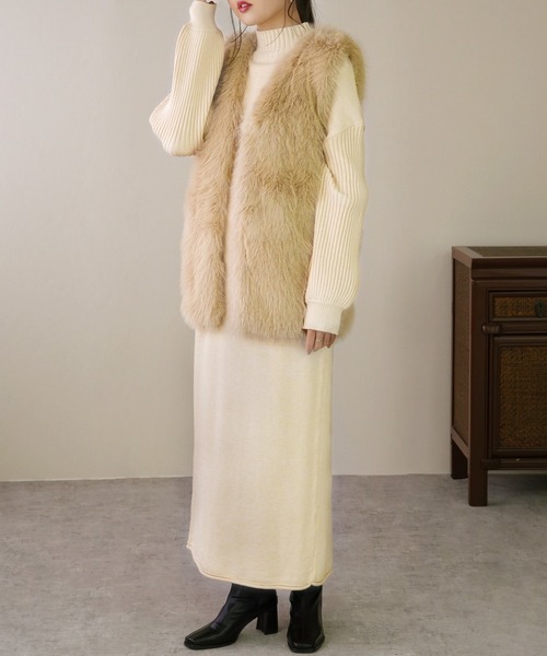 IAMUSE（アイアミューズ）の「選べるネックタイプ！　ロングニットワンピース S0756【IAMUSE】（ワンピース・レディース・ブラウン系2/ベージュ系1/ブラウン系1/ベージュ系2/ホワイト系1/ブラック系1/ホワイト系/ブラウン系/ベージュ系/ブラック系/ホワイト系2/ブラック系2・FREE）」の15枚目の写真