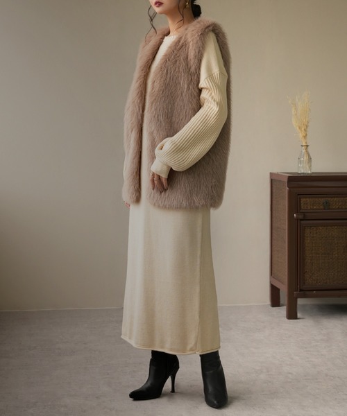 IAMUSE（アイアミューズ）の「選べるネックタイプ！　ロングニットワンピース S0756【IAMUSE】（ワンピース・レディース・ブラウン系2/ベージュ系1/ブラウン系1/ベージュ系2/ホワイト系1/ブラック系1/ホワイト系/ブラウン系/ベージュ系/ブラック系/ホワイト系2/ブラック系2・FREE）」の18枚目の写真