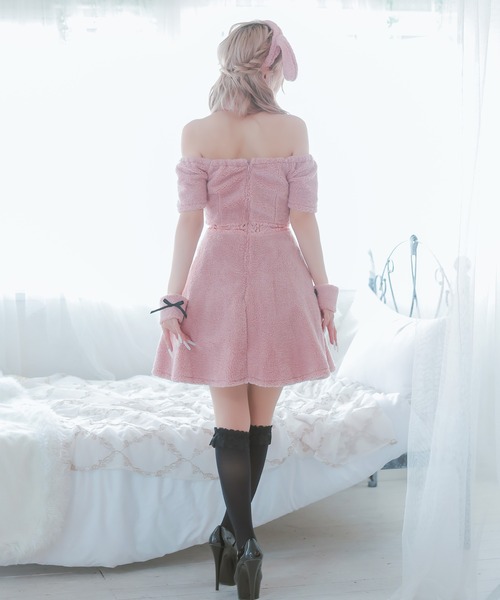 Tika（ティカ）の「コスプレ かわいい アニマル オフショル ウエスト切替 ふわふわ もこもこ うさぎ ミニ ワンピース 4点セット コンカフェ（コスチューム/パーティーグッズ・レディース・ピンク・M）」の15枚目の写真