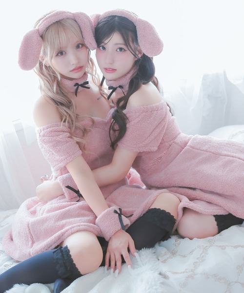 Tika（ティカ）の「コスプレ かわいい アニマル オフショル ウエスト切替 ふわふわ もこもこ うさぎ ミニ ワンピース 4点セット コンカフェ（コスチューム/パーティーグッズ・レディース・ピンク・M）」の13枚目の写真