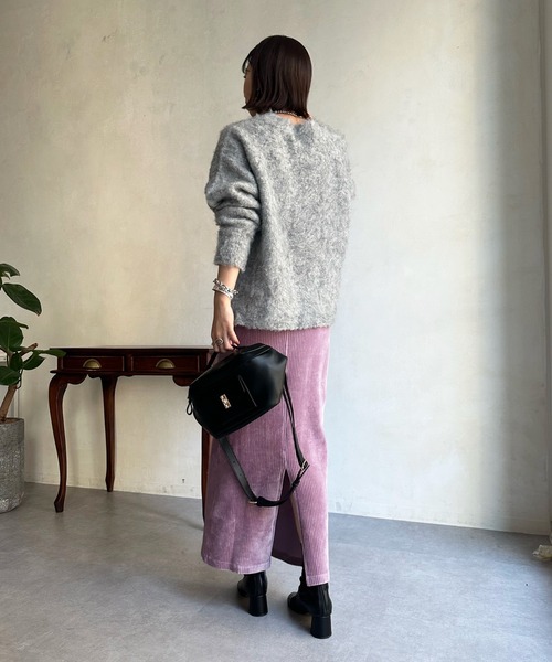 DouDou(ドゥドゥ)の「太コーデュロイジャージースカート(スカート・レディース・パープル/ブルー/オフホワイト/ブラック/ミント/グレイッシュベージュ/チャコールグレー・FREE)」の20枚目の写真