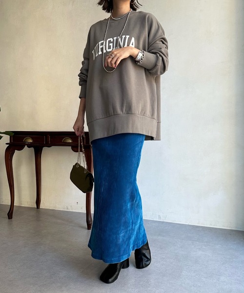 DouDou(ドゥドゥ)の「太コーデュロイジャージースカート(スカート・レディース・パープル/ブルー/オフホワイト/ブラック/ミント/グレイッシュベージュ/チャコールグレー・FREE)」の11枚目の写真