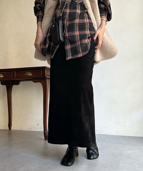 DouDou(ドゥドゥ)の「太コーデュロイジャージースカート(スカート・レディース・パープル/ブルー/オフホワイト/ブラック/ミント/グレイッシュベージュ/チャコールグレー・FREE)」の18枚目の写真