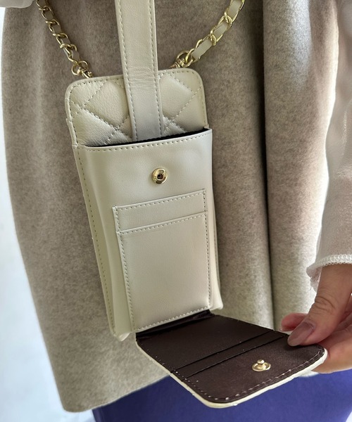 DouDou（ドゥドゥ）の「キルティングスマホショルダー（ショルダーバッグ・レディース・ブラック/グレー/アイボリー・FREE）」の11枚目の写真