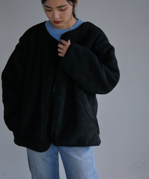 ECRIRE(エクリール)の「【TOMOコラボ】ボア×キルティングリバーシブル4WAYジャケット(ブルゾン・レディース・アイボリー/ベージュ/ブラック・M/L)」の21枚目の写真