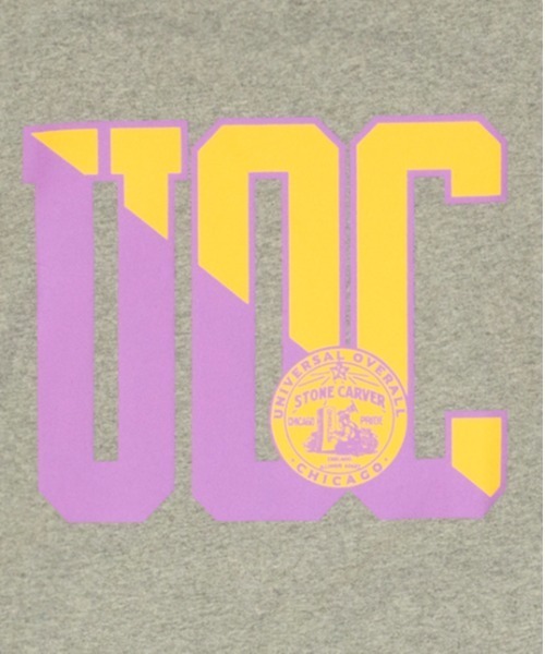 UNIVERSAL OVERALL(ユニバーサルオーバーオール)の「バッグプリントTシャツ【UOC PRINT TEE】(Tシャツ/カットソー・メンズ・ネイビー/グリーン/ヘザーグレー/ブラック/ホワイト・S/M/L)」の13枚目の写真