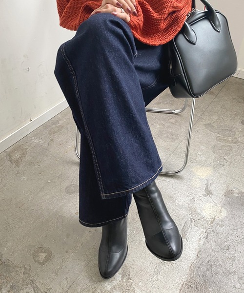 Futier land（フューティアランド）の「フェイクレザーストレッチショートブーツ（ブーツ・レディース・ブラック/グレイッシュベージュ/ブラウン・36/37/38/39/40）」の4枚目の写真