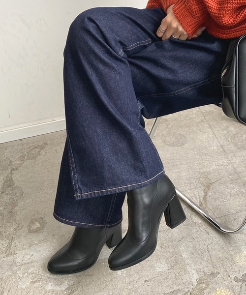 Futier land（フューティアランド）の「フェイクレザーストレッチショートブーツ（ブーツ・レディース・ブラック/グレイッシュベージュ/ブラウン・36/37/38/39/40）」の5枚目の写真