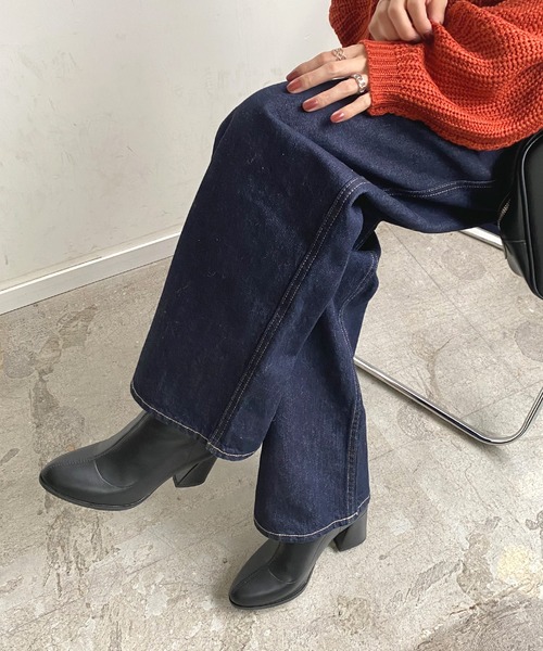 Futier land（フューティアランド）の「フェイクレザーストレッチショートブーツ（ブーツ・レディース・ブラック/グレイッシュベージュ/ブラウン・36/37/38/39/40）」の7枚目の写真