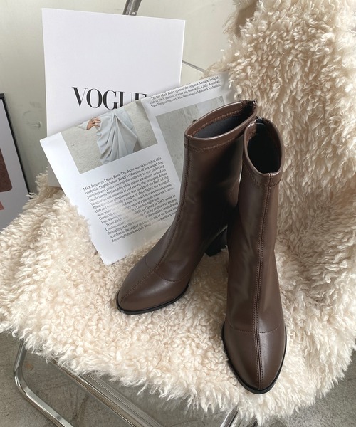 Futier land（フューティアランド）の「フェイクレザーストレッチショートブーツ（ブーツ・レディース・ブラック/グレイッシュベージュ/ブラウン・36/37/38/39/40）」の11枚目の写真