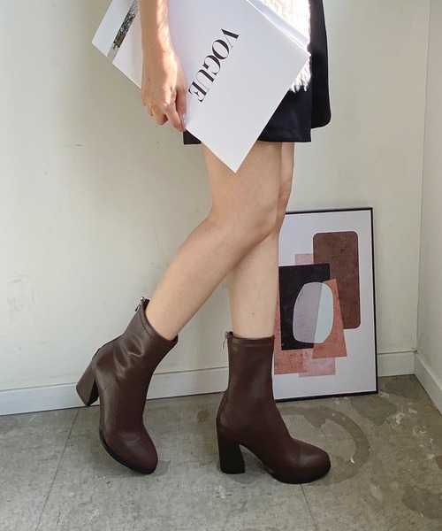 Futier land（フューティアランド）の「フェイクレザーストレッチショートブーツ（ブーツ・レディース・ブラック/グレイッシュベージュ/ブラウン・36/37/38/39/40）」の12枚目の写真