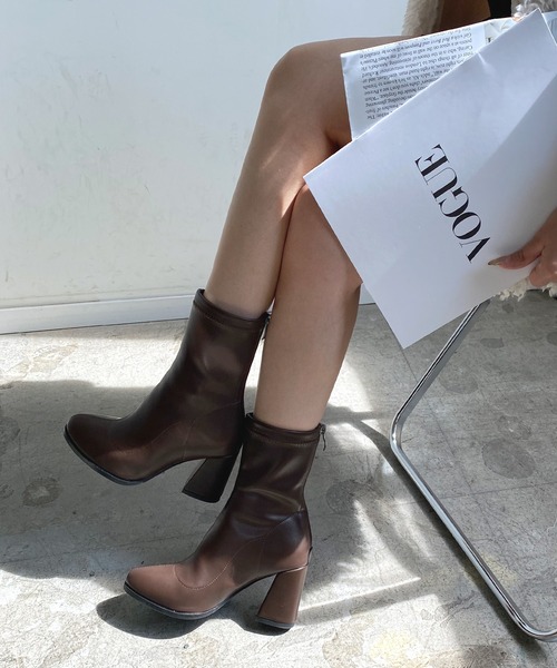 Futier land（フューティアランド）の「フェイクレザーストレッチショートブーツ（ブーツ・レディース・ブラック/グレイッシュベージュ/ブラウン・36/37/38/39/40）」の18枚目の写真