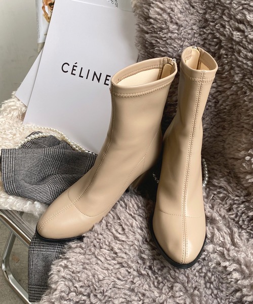 Futier land（フューティアランド）の「フェイクレザーストレッチショートブーツ（ブーツ・レディース・ブラック/グレイッシュベージュ/ブラウン・36/37/38/39/40）」の22枚目の写真