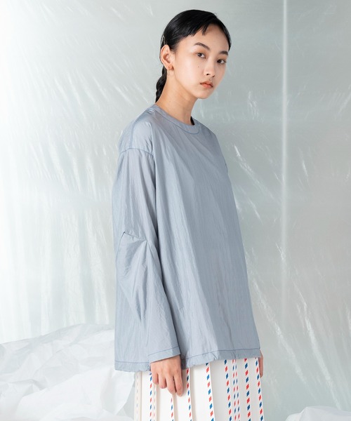 mintdesigns（ミントデザインズ）の「撥水ナイロントップス /DEFORM SLEEVE TOP/ デフォルムスリーブトップ（その他トップス・レディース・サックスブルー/カーキ・2）」の9枚目の写真