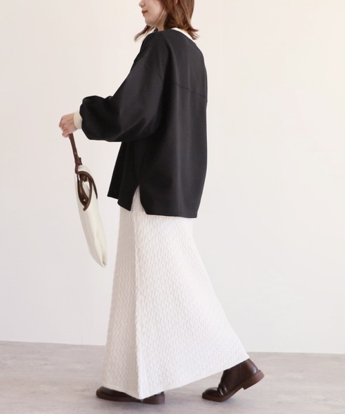 reca(レカ)の「裏起毛ビッグシルエットバイカラーリブスウェットプルオーバー(スウェット・レディース・ブラック/キャメル/グレイッシュベージュ/オートミール・FREE)」の18枚目の写真