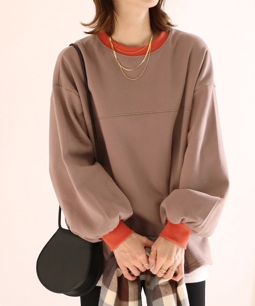 reca(レカ)の「裏起毛ビッグシルエットバイカラーリブスウェットプルオーバー(スウェット・レディース・ブラック/キャメル/グレイッシュベージュ/オートミール・FREE)」の16枚目の写真