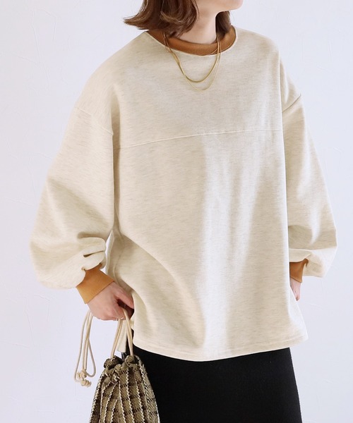 reca(レカ)の「裏起毛ビッグシルエットバイカラーリブスウェットプルオーバー(スウェット・レディース・ブラック/キャメル/グレイッシュベージュ/オートミール・FREE)」の21枚目の写真