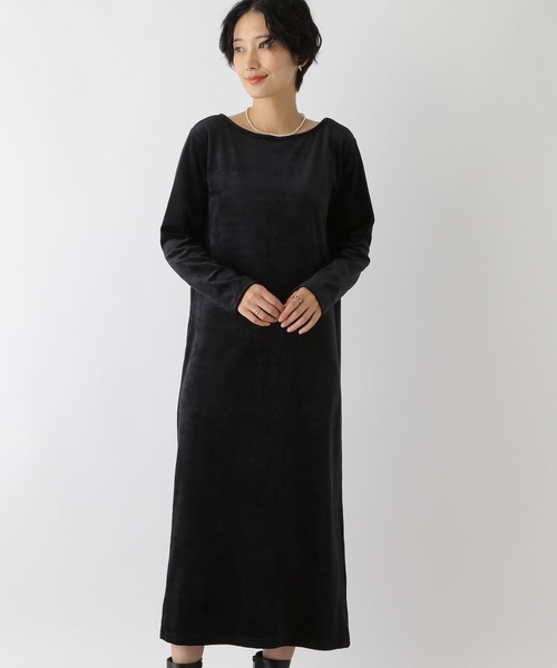LEPSIM（レプシィム）の「ベロアナローワンピース　176394（ワンピース・レディース・ブラック/グレイッシュベージュ・FREE）」の2枚目の写真