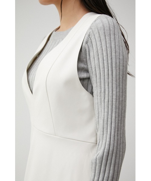 AZUL by moussy（アズールバイマウジー）の「FAUX LEATHER LONG ONEPIECE/フェイクレザーロングワンピース（ワンピース・レディース・アイボリー/ブラック・SMALL/MEDIUM）」の10枚目の写真