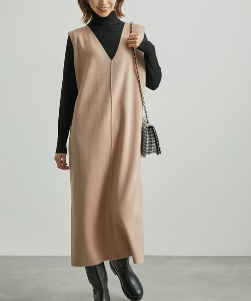 ROPE' PICNIC（ロペピクニック）の「アンチピリングニットジャンパースカート（ジャンパースカート・レディース・ブラック/ベージュ/ブルー系その他4・40/38）」の3枚目の写真