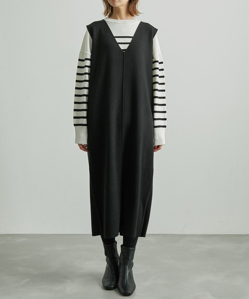 ROPE' PICNIC（ロペピクニック）の「アンチピリングニットジャンパースカート（ジャンパースカート・レディース・ブラック/ベージュ/ブルー系その他4・40/38）」の5枚目の写真