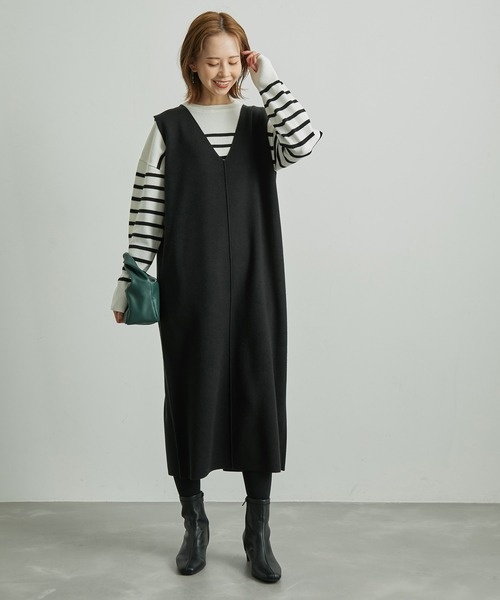 ROPE' PICNIC（ロペピクニック）の「アンチピリングニットジャンパースカート（ジャンパースカート・レディース・ブラック/ベージュ/ブルー系その他4・40/38）」の13枚目の写真