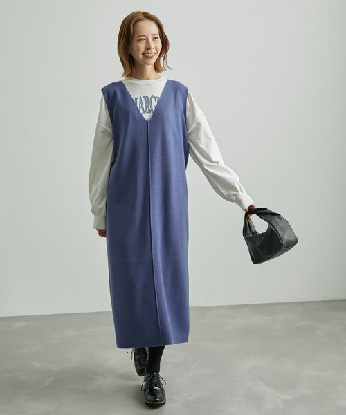 ROPE' PICNIC（ロペピクニック）の「アンチピリングニットジャンパースカート（ジャンパースカート・レディース・ブラック/ベージュ/ブルー系その他4・40/38）」の19枚目の写真