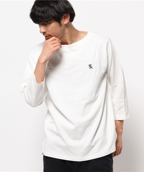 GIORDANO（ジョルダーノ）の「[GIORDANO]バスク７分丈シャツ（Tシャツ/カットソー・メンズ・ホワイト/ブラック/ブルー/ネイビー/ブルー系その他/レッド・LARGE/MEDIUM）」の2枚目の写真