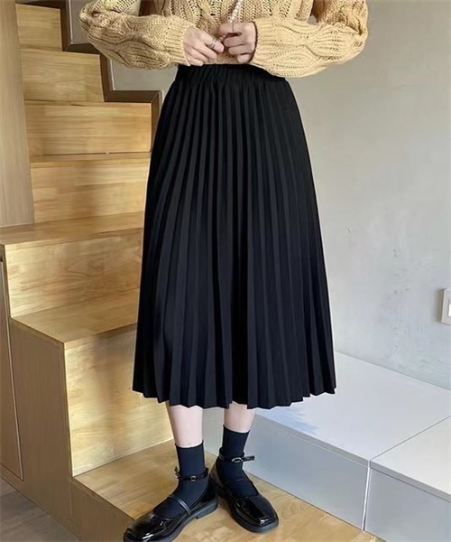 美品アナイプリーツスカート ♡ブラック黒サイズ36 ウエストゴム ANAYI レタードプリントプリーツスカートサイズ36アナイ 黒