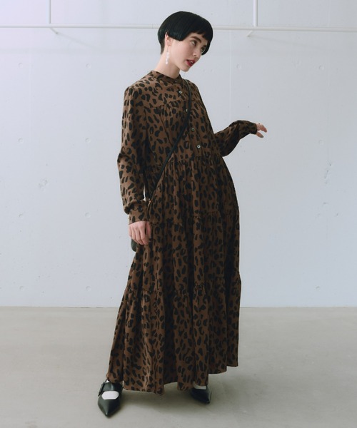 manana suerte（マニャーナスエルテ）の「サイズ展開有り　レオパードティアードワンピース（ワンピース・レディース・ブラック/ブラウン/グリーン/ホワイト・FREE/SMALL）」の17枚目の写真
