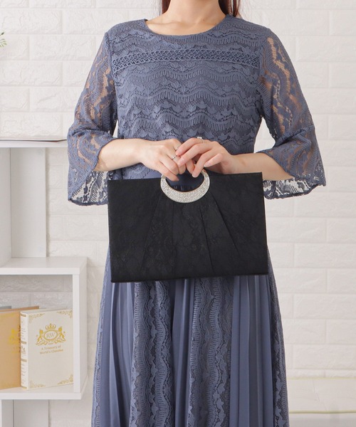 Lace Ladies（レースレディース）の「メタルハンドルフラワーレーススクエアバッグ（クラッチバッグ・レディース・ブラック/シルバー/ベージュ・FREE）」の18枚目の写真