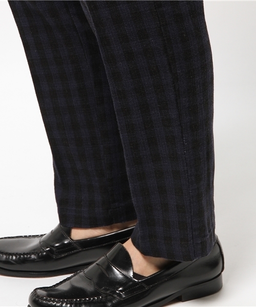 417 EDIFICE（フォーワンセブンエディフィス）の「◇C/Lプリペラギンガム イージーパンツ（その他パンツ・メンズ・ホワイト/ネイビー・SMALL/LARGE/MEDIUM）」の4枚目の写真