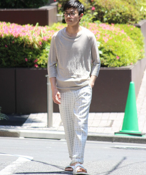 417 EDIFICE（フォーワンセブンエディフィス）の「◇C/Lプリペラギンガム イージーパンツ（その他パンツ・メンズ・ホワイト/ネイビー・SMALL/LARGE/MEDIUM）」の14枚目の写真