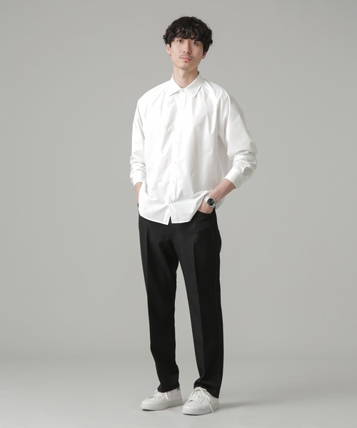 NANO universe（ナノユニバース）の「LB.03/側章メランジツイルセンタープレスパンツ（スラックス・メンズ・ブラック/チャコール・S/M/L）」の6枚目の写真