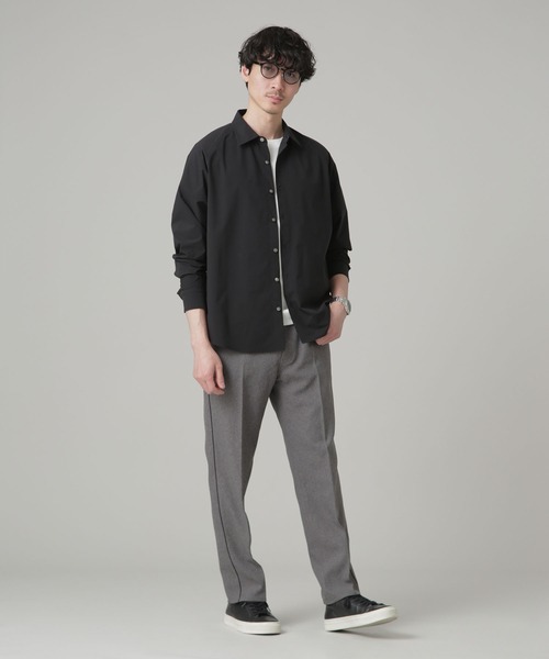 NANO universe（ナノユニバース）の「LB.03/側章メランジツイルセンタープレスパンツ（スラックス・メンズ・ブラック/チャコール・S/M/L）」の3枚目の写真