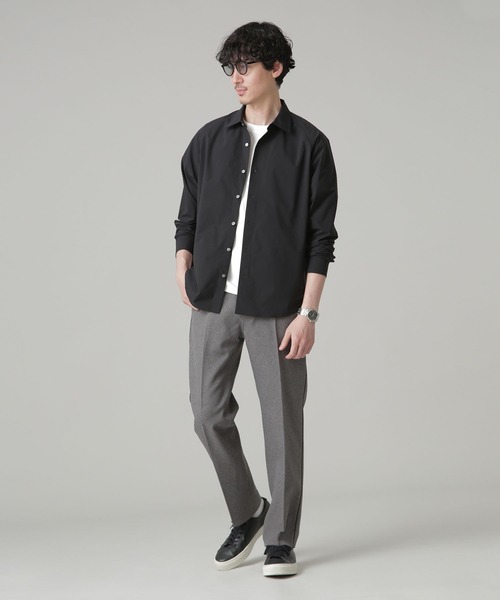 NANO universe（ナノユニバース）の「LB.03/側章メランジツイルセンタープレスパンツ（スラックス・メンズ・ブラック/チャコール・S/M/L）」の4枚目の写真