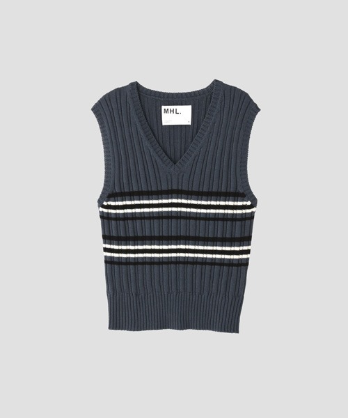 MHL. ニットベスト cotton wool random feed ボーダー MHL. ニットベスト cotton wool random feed ボーダー - メルカリ