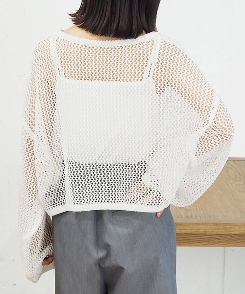 tiptop（ティップトップ）の「メッシュプルオーバー×キャミセット（ニット/セーター・レディース・オフホワイト/ブルー/ライトベージュ・FREE）」の8枚目の写真