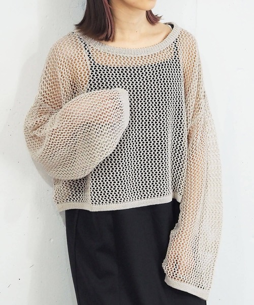 tiptop（ティップトップ）の「メッシュプルオーバー×キャミセット（ニット/セーター・レディース・オフホワイト/ブルー/ライトベージュ・FREE）」の11枚目の写真