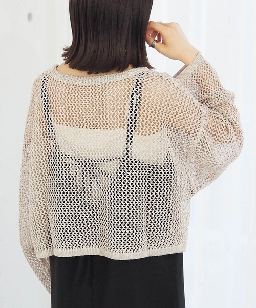 tiptop（ティップトップ）の「メッシュプルオーバー×キャミセット（ニット/セーター・レディース・オフホワイト/ブルー/ライトベージュ・FREE）」の12枚目の写真