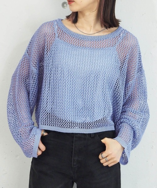 tiptop（ティップトップ）の「メッシュプルオーバー×キャミセット（ニット/セーター・レディース・オフホワイト/ブルー/ライトベージュ・FREE）」の15枚目の写真