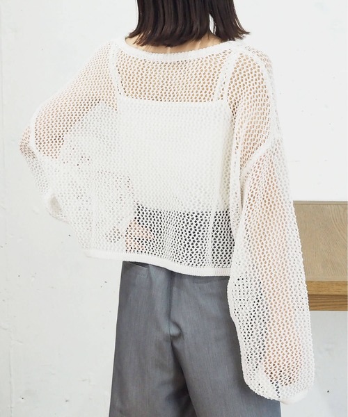 tiptop（ティップトップ）の「メッシュプルオーバー×キャミセット（ニット/セーター・レディース・オフホワイト/ブルー/ライトベージュ・FREE）」の9枚目の写真