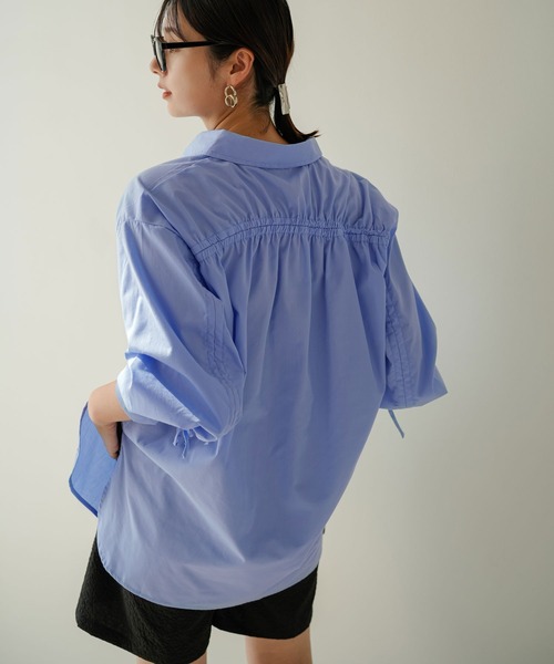 rectangle(レクタングル)の「バックギャザードロストスリーブシャツ(シャツ/ブラウス・レディース・オフホワイト/ブルー・FREE)」の13枚目の写真