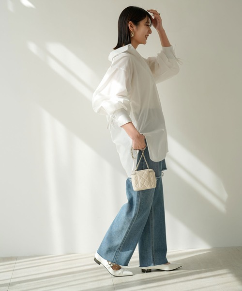 rectangle(レクタングル)の「バックギャザードロストスリーブシャツ(シャツ/ブラウス・レディース・オフホワイト/ブルー・FREE)」の6枚目の写真