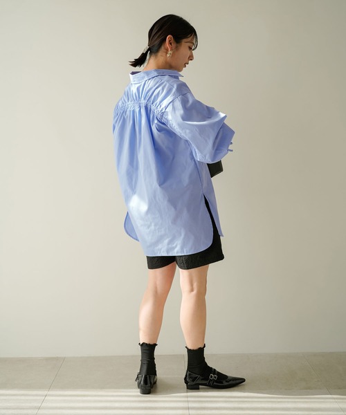 rectangle(レクタングル)の「バックギャザードロストスリーブシャツ(シャツ/ブラウス・レディース・オフホワイト/ブルー・FREE)」の19枚目の写真