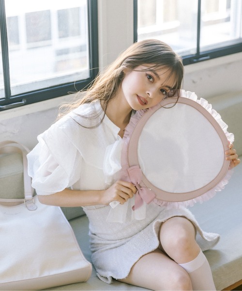 OLIVE des OLIVE（オリーブデオリーブ）の「Aierianejoieシアーフリルうちわケース（その他雑貨・レディース・ピンク/ブラック/ピンクベージュ・FREE）」の4枚目の写真