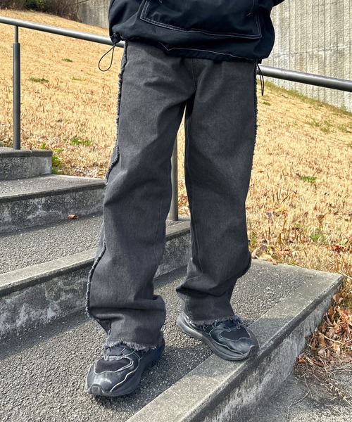 sedacle(セダクル)の「フリンジデニム(デニムパンツ・メンズ・ブラック/インディゴブルー・MEDIUM/LARGE)」の10枚目の写真