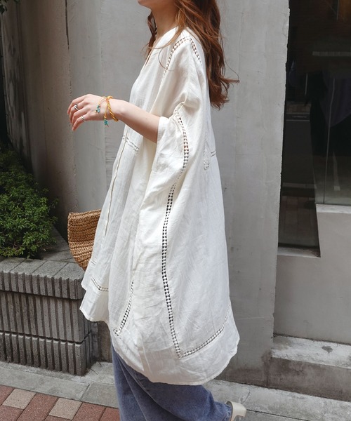 CORNERS（コーナーズ）の「ビッグシルエットデザインチュニック（シャツ/ブラウス・レディース・ホワイト/オレンジ/スミクロ/ライトブルー/カーキ/ベージュ・FREE）」の17枚目の写真